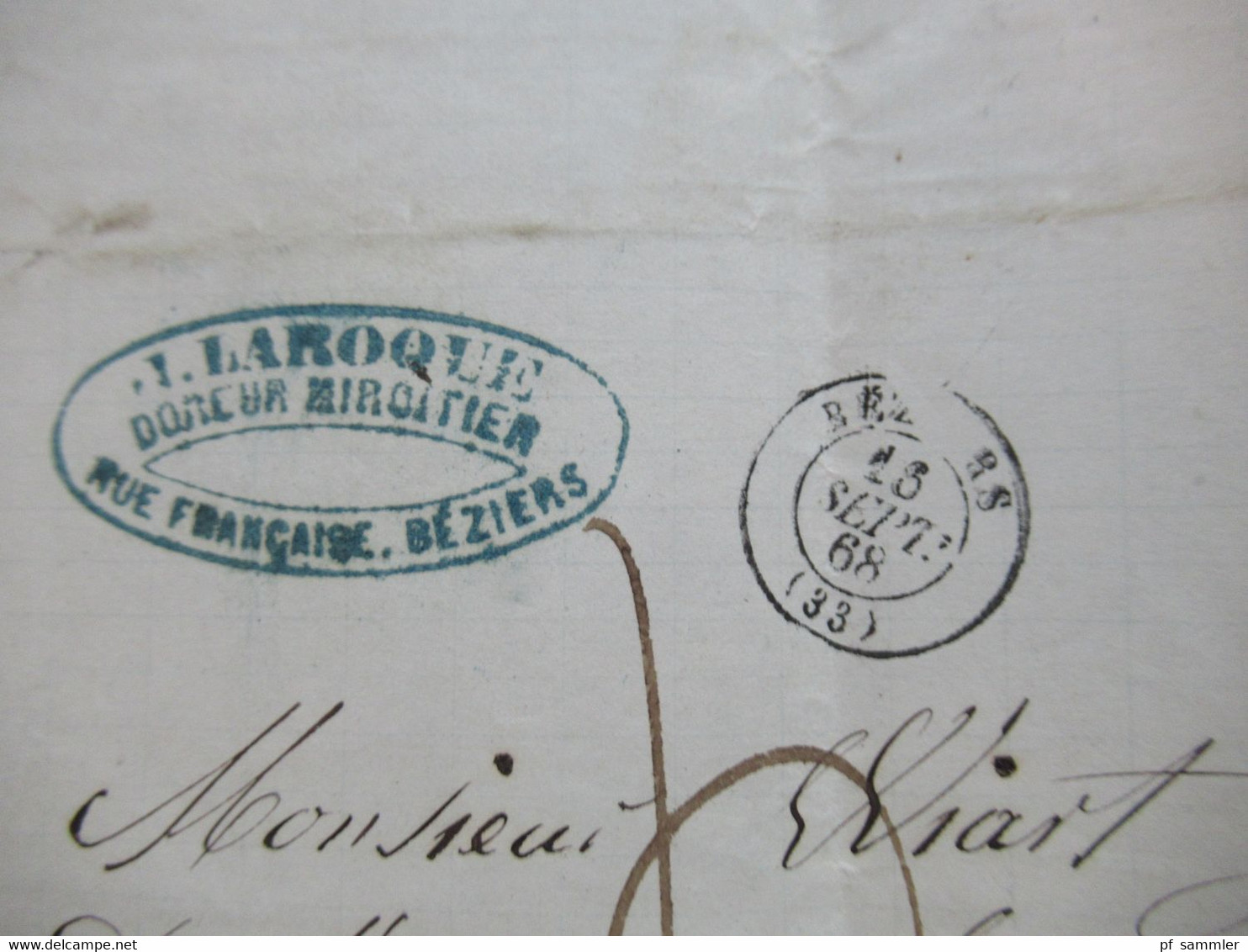 Frankreich 1862 / 68 Napoleon III. Nr.28 Korrespondenz Beziers - Marseille Nummernstempel 472 insgesamt 10 Belege / Falt