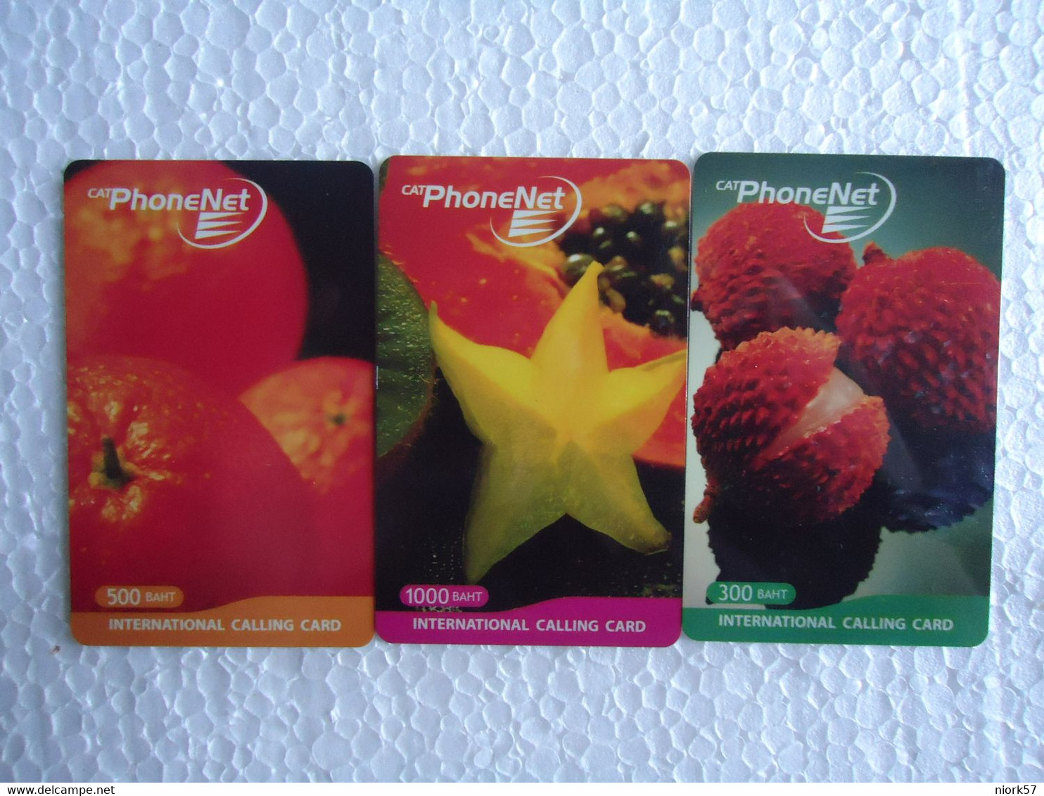 THAILAND USED PHONENET SET 3   FRUIT  FOOD UNITS 300-500 RARE 1000 - Alimentation