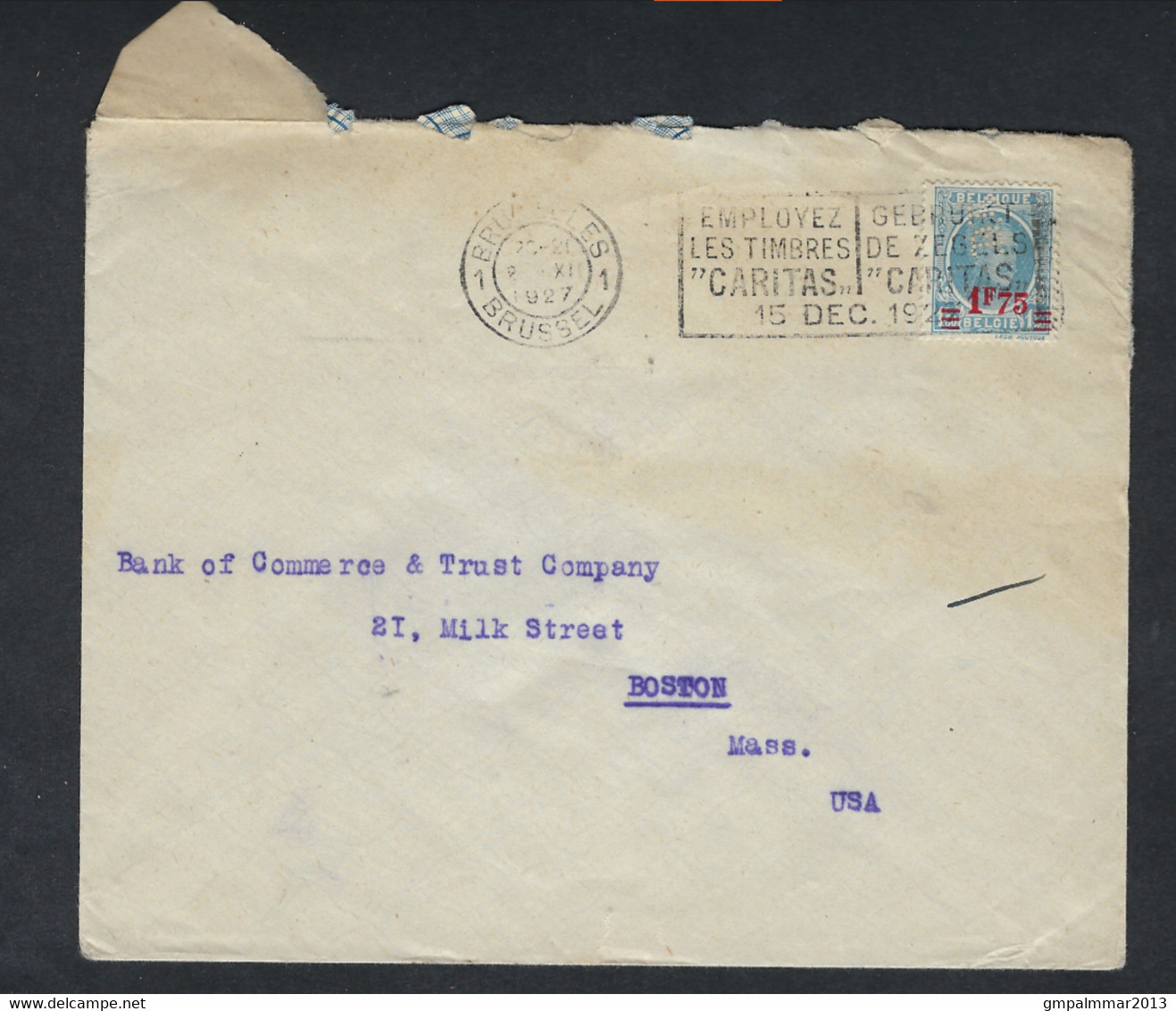 Brief Met PERFIN BP (BANQUE DE PARIS Et De PAYS-BAS) Op HOUYOUX Verzonden Naar BOSTON USA ; Zie 3 Scans  ! LOT 294 - 1909-34