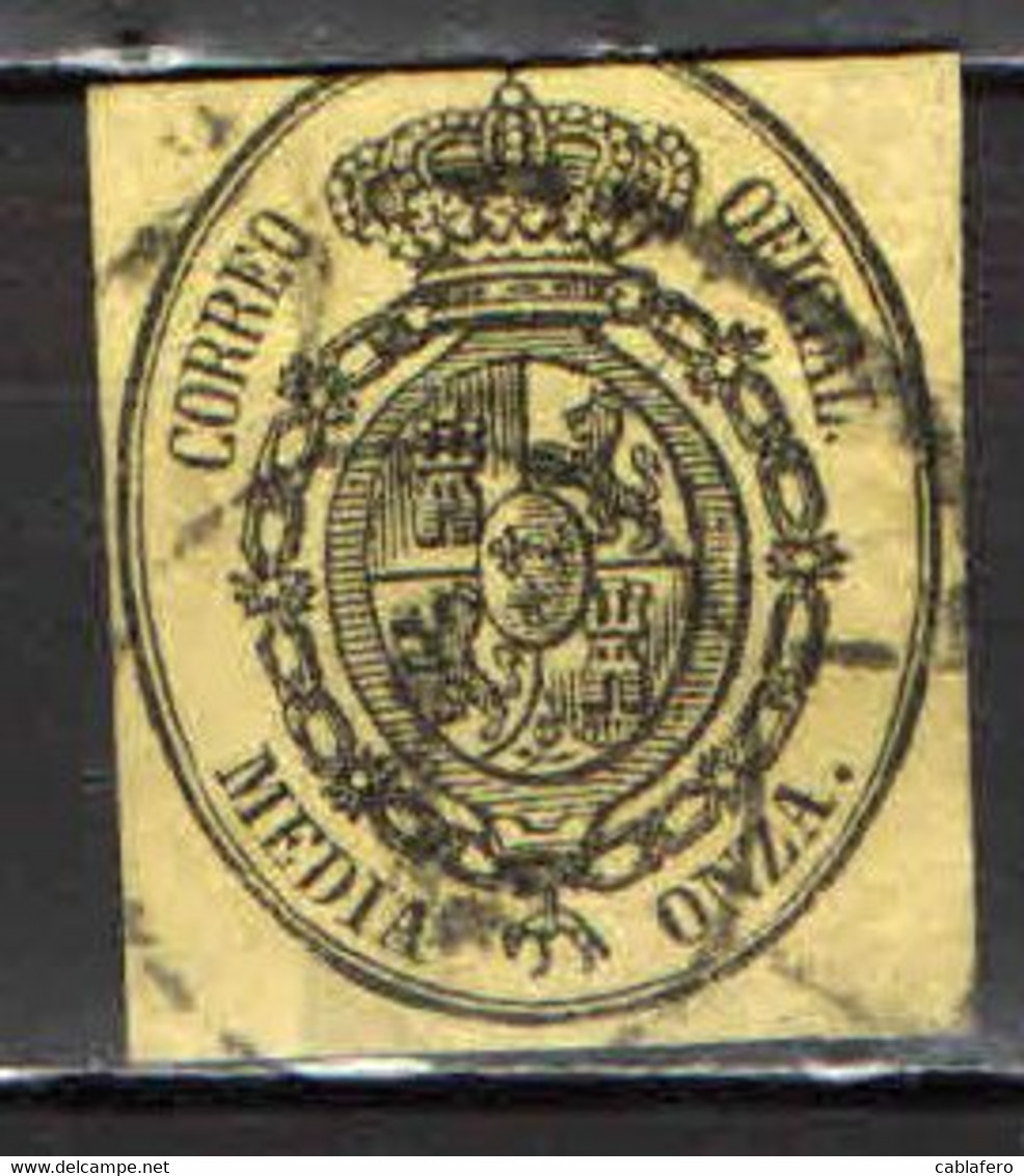 SPAGNA - 1855 - STEMMA - IMPERFORATED - USATO - Servizi