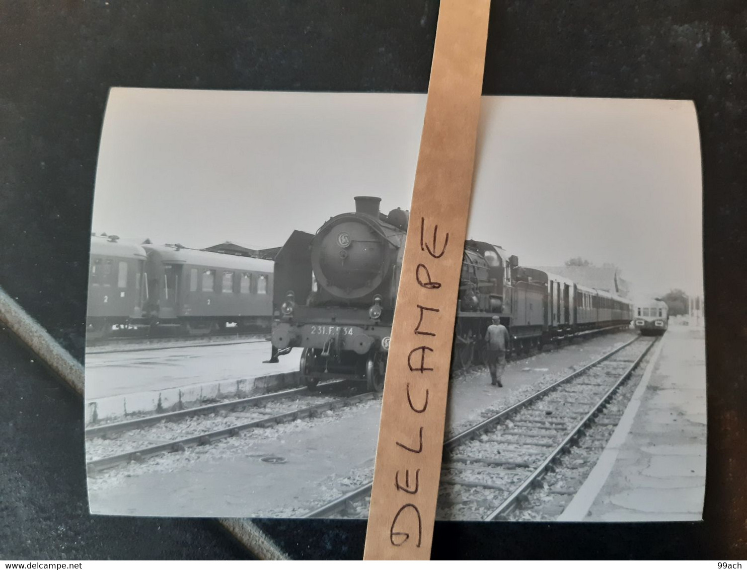 SNCF : Photo Originale J BAZIN 10 X 15 Cm : locomotive à Vapeur 231 F 534 à ROYAN (17) Le 31/08/1958 - Trains