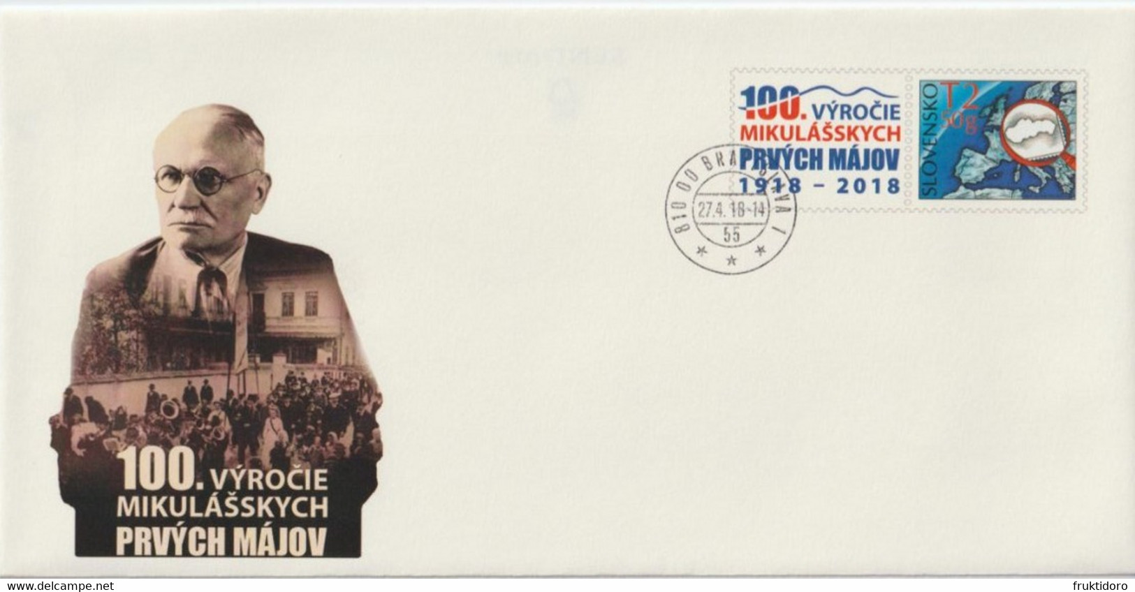 Slovakia Postal Stationery - 100th Anniversary Of The May 1st In L. Mikuláš - 2018 - Map - Magnifying Glass - Briefe