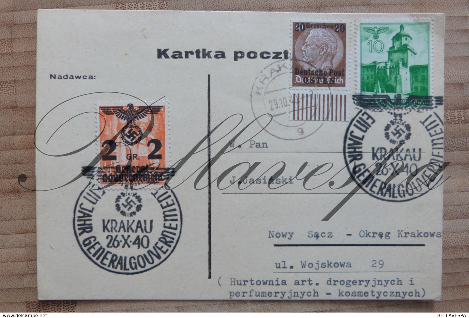 Krakau 26.10.1940/ 29.10.1940 General Gouverment Deutsche Post OSTEN  Polska Bezet Gebied.  1940.1945 - Weltkrieg 1939-45