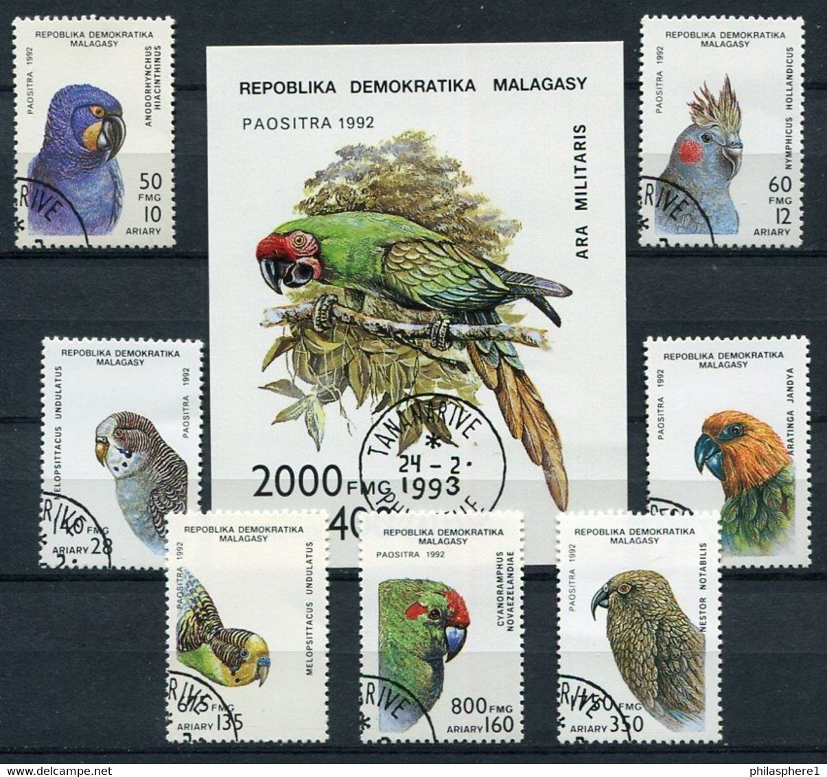 Madagaskar Nr.1423/9 Block 209         O  Used       (018) Papageien - Madagaskar (1960-...)