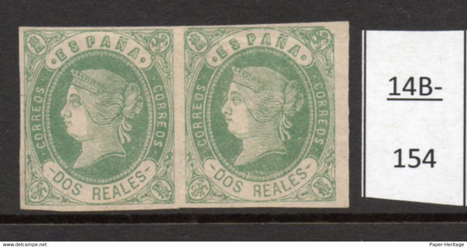 Spain Espana 1862 2R Mint No Gum Pair With Variety / Variedad.  See Text. - Nuevos