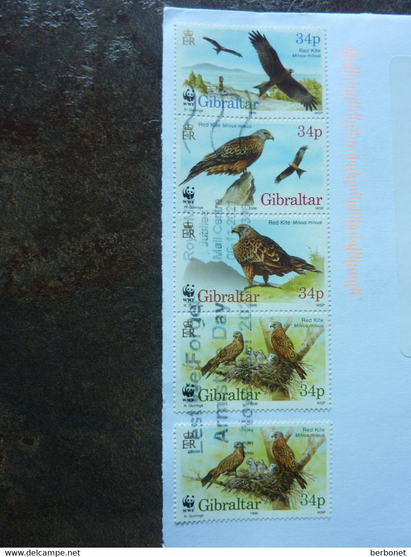 1996 GIBRALTAR    5 Stamps On A Letter PERFECT - Arends & Roofvogels