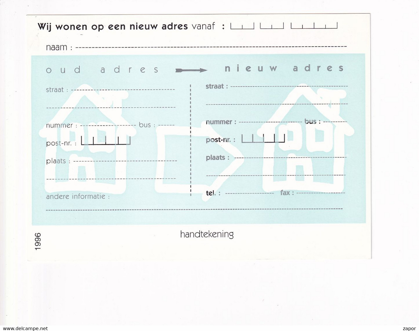 Postkaart Voor Adreswijziging - Mutapost - Albert II - Avis Changement Adresse