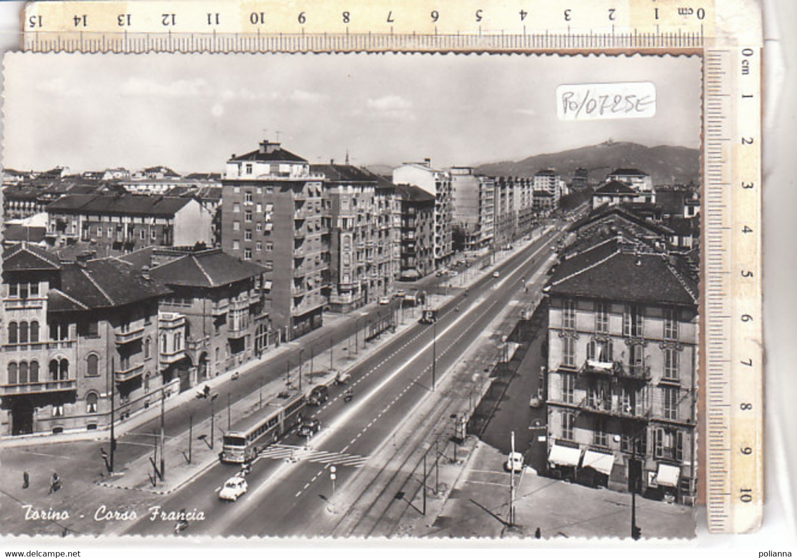 PO0725E# TORINO - CORSO FRANCIA - TRAMWAY - FILOBUS - AUTO FIAT OLD CARS  No VG - Transport