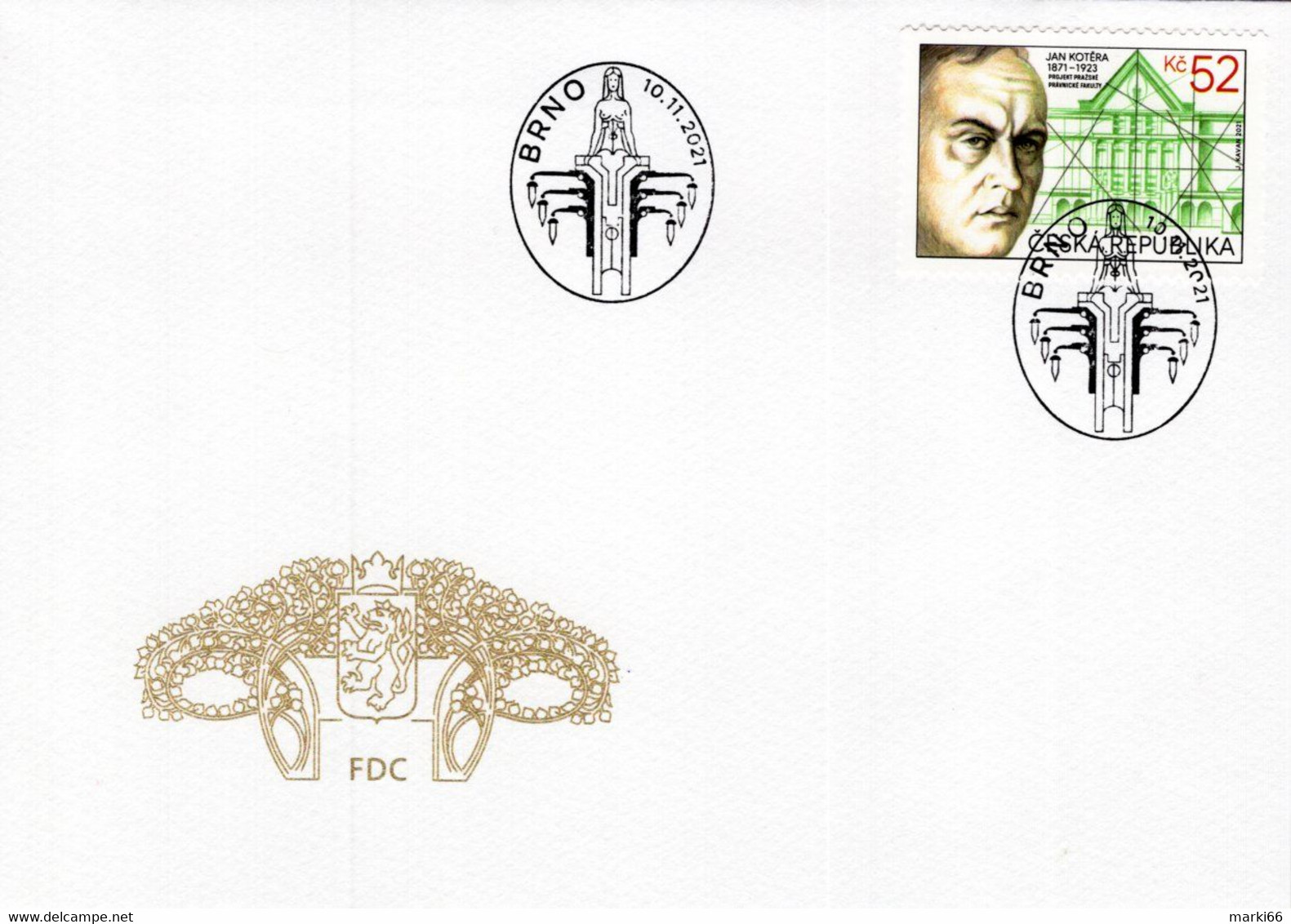 Czech Republic - 2021 - Personalities - Jan Kotera, Czech Architect - FDC (first Day Cover) - Unused Stamps