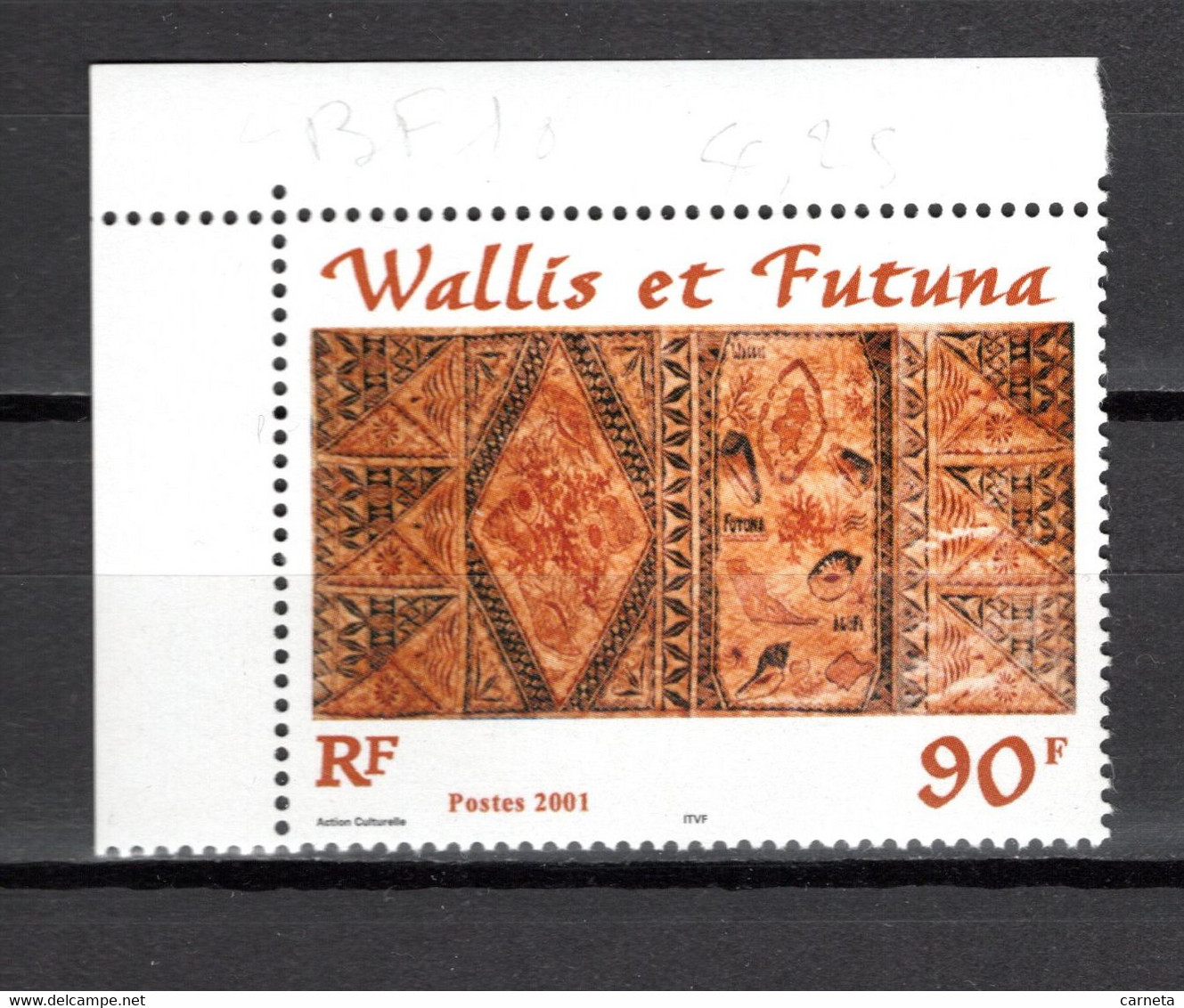 WALLIS ET FUTUNA  DETACHE DU BLOC  N° 10   NEUF SANS CHARNIERE  COTE 2.35€   ARTISANAT TAPAS DANSE ANIMAUX - Blocks & Sheetlets