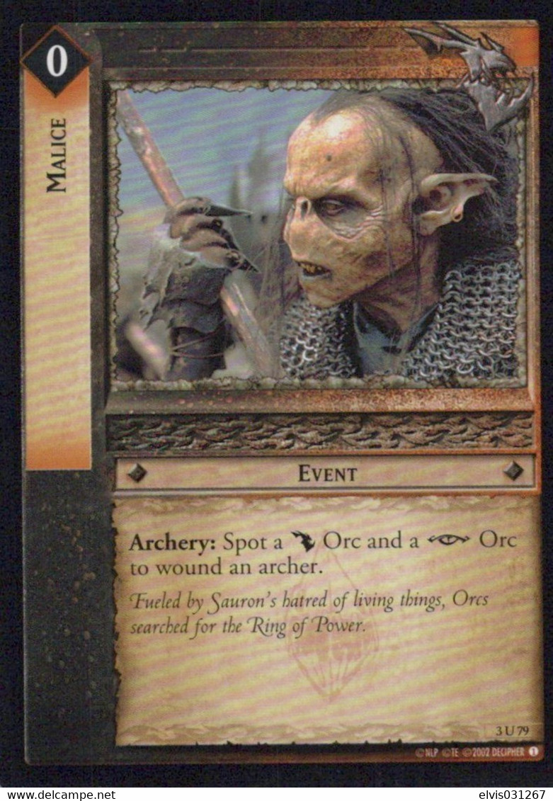 Vintage The Lord Of The Rings: #0 Malice - EN - 2001-2004 - Mint Condition - Trading Card Game - El Señor De Los Anillos