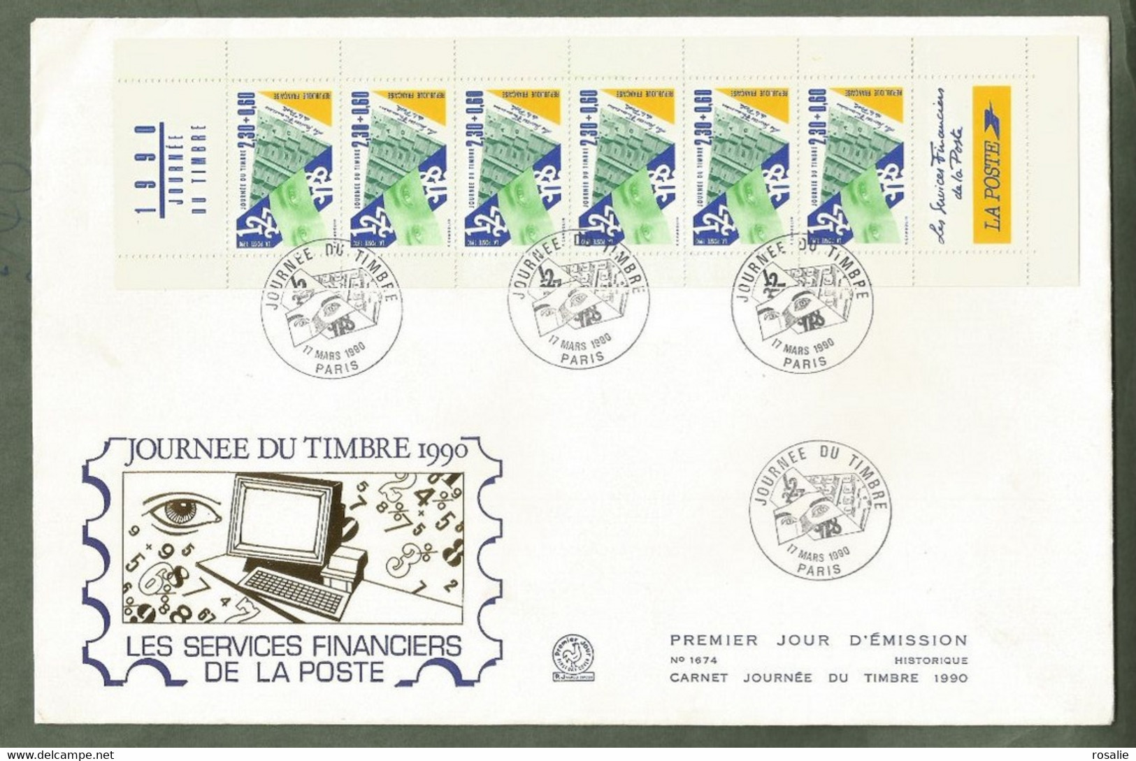 FDC Journée Du Timbre1990 Sur Enveloppe Métiers De La Poste Services Financiers - 1990-1999