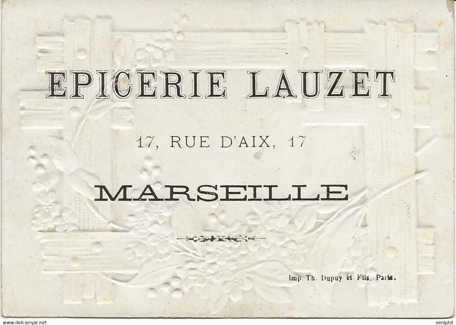 CARTE PUBLICITAIRE GAUFREE - "CHOCOLAT LAUZET " MARSEILLE -TB - Andere & Zonder Classificatie