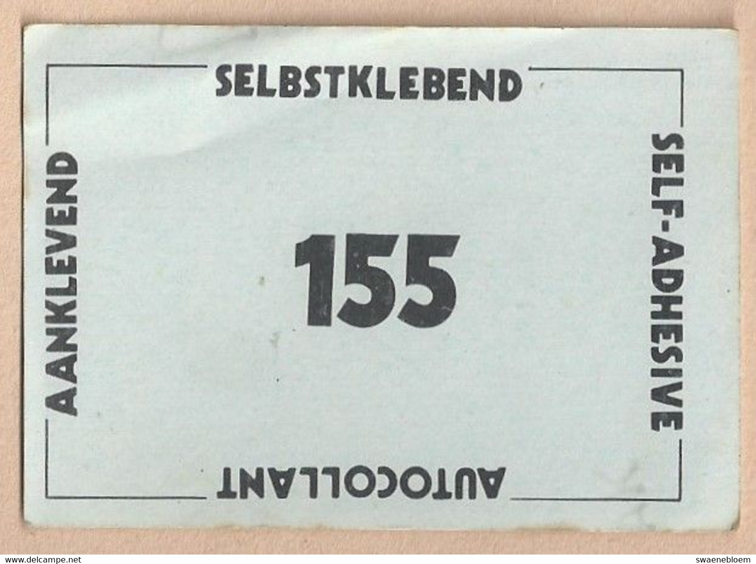 BE.- STICKER, Vechtsportplaatje.  Nummer 155. Gevechtssport,- Aanklevend, Selbstklebend, Self Adhesive, Autocollant. - Sports De Combat