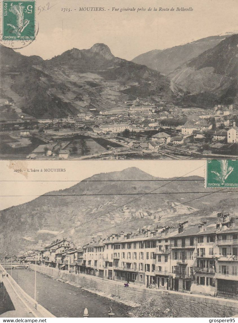 MOUTIERS VUE GENERALE+L'ISERE 1914 - Moutiers