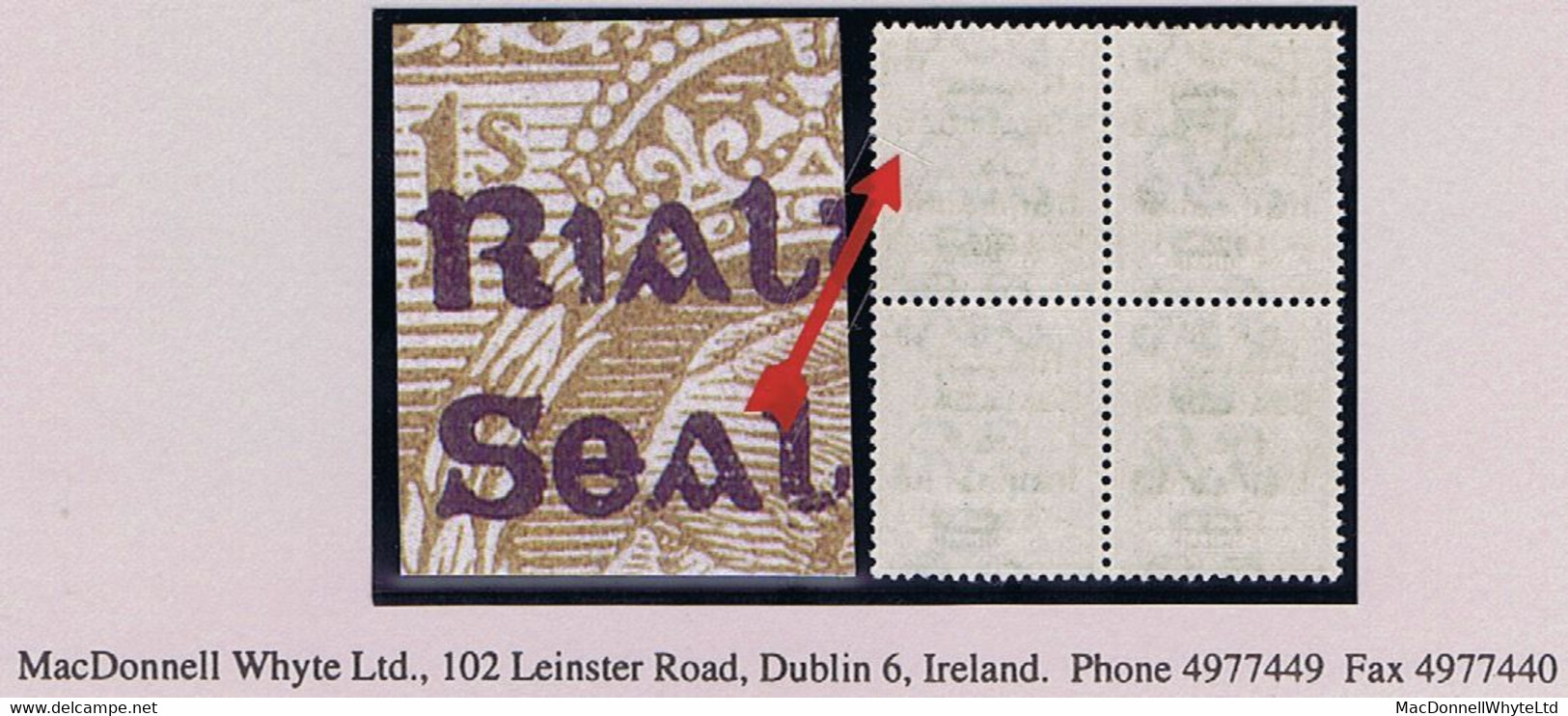 Ireland Thom Rialtas (Feb) Overprint On 1s Bistre Variety 'R Over S' Twice In A Block Of 4 Fine Mint Unmounted - Ungebraucht