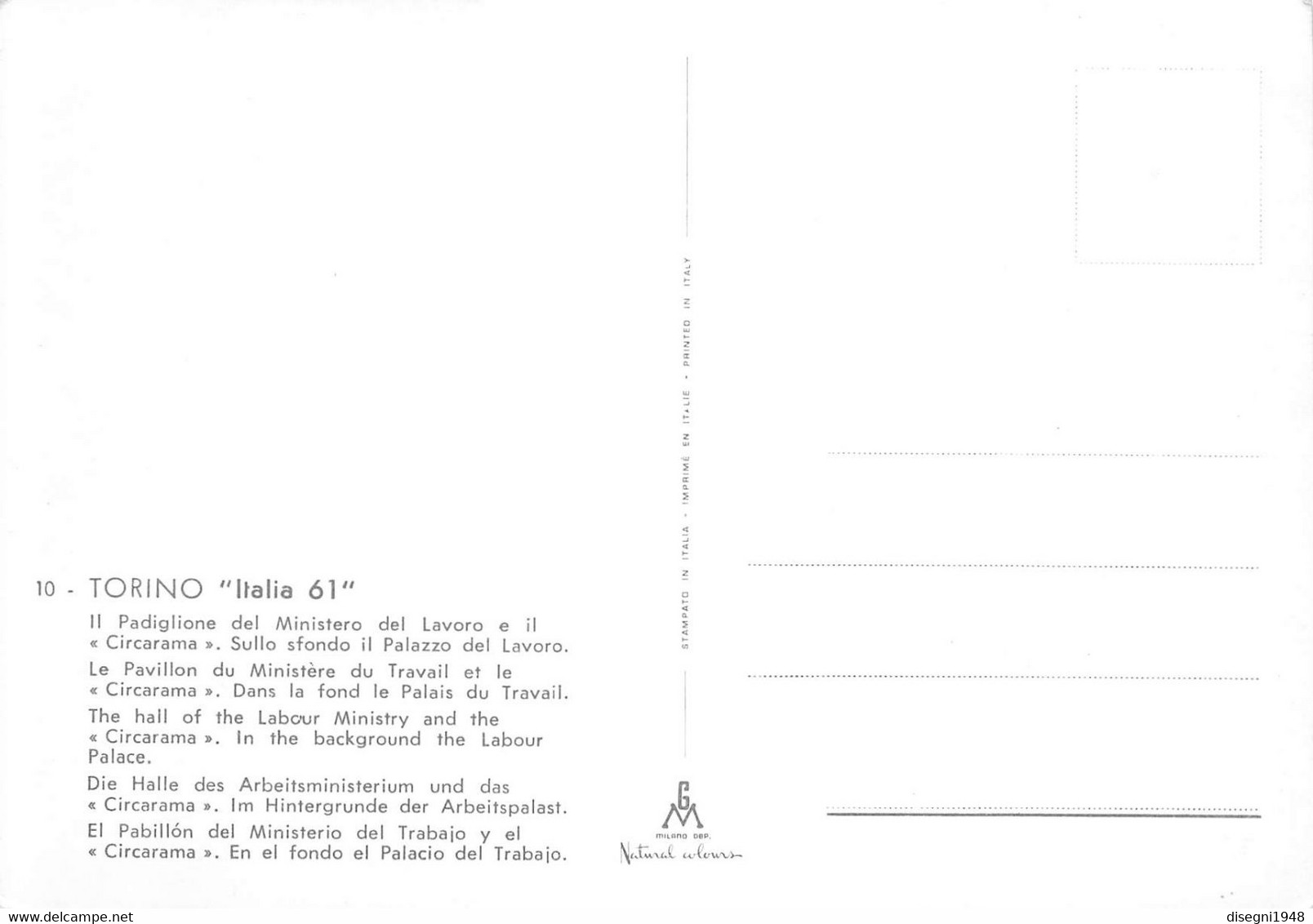 10523 "TORINO - ITALIA '61  - IL PADIGLIONE DEL MINISTERO DEL LAVORO E IL CIRCARAMA............"  ANIMATA. CART NON SPED - Exhibitions