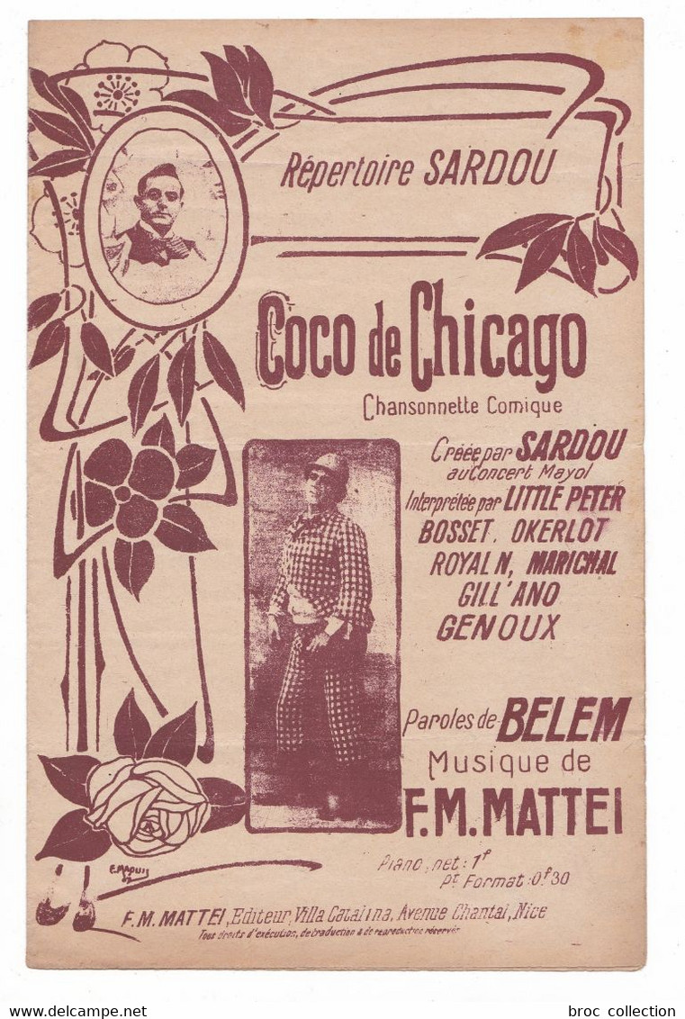 Coco De Chicago, Répertoire Sardou, Belem, F.M. Mattei, Illustrateur Maquis, Piano - Chant - Song Books