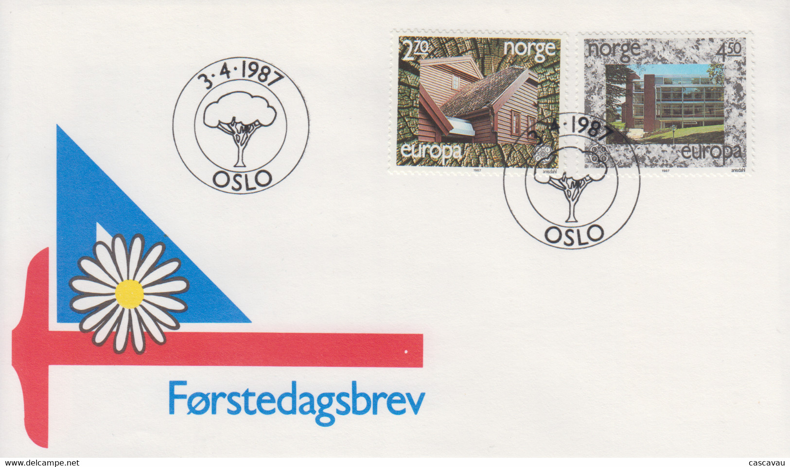 Enveloppe   FDC  1er  Jour   NORVEGE   Paire    EUROPA    1987 - 1987