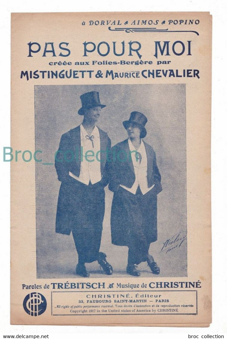 Pas Pour Moi, Mistinguette Et Maurice Chevalier, Trébitsch, Christiné - Liederbücher