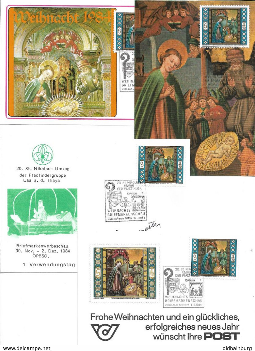 1905e: Weihnachtsmarke 1984, Sonderstempel Nikolausumzug 2136 Laa An Der Thaya- 4 Belege - Laa An Der Thaya