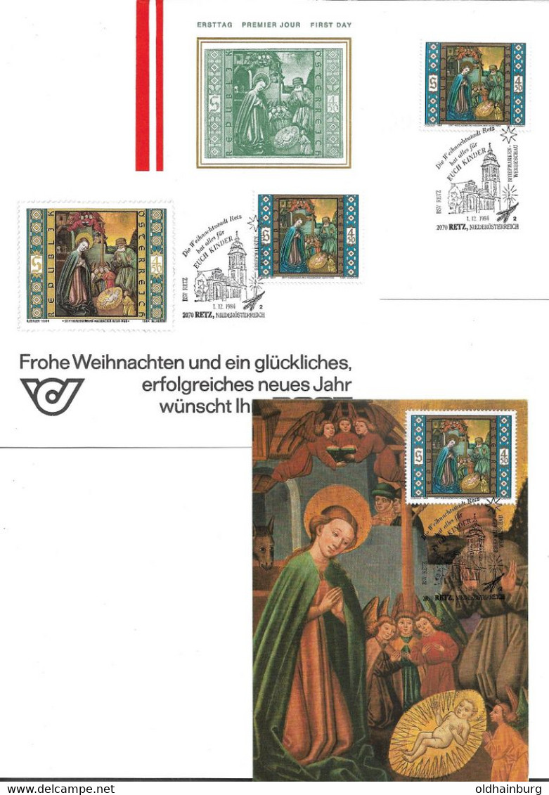 1905g: Weihnachtsmarke 1984, Sonderstempel Weihnachtsstadt 2070 Retz- 6 Belege - Hollabrunn