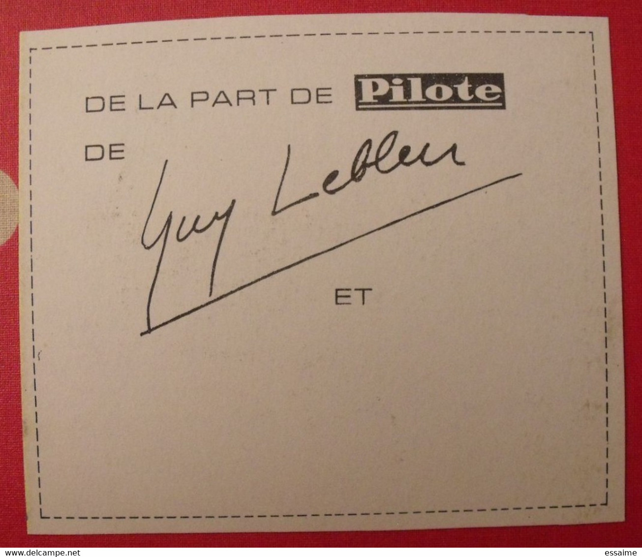 Guy Lebleu. Carte De Voeux 1967. Supplément Au N° 372 De Pilote. - Pilote