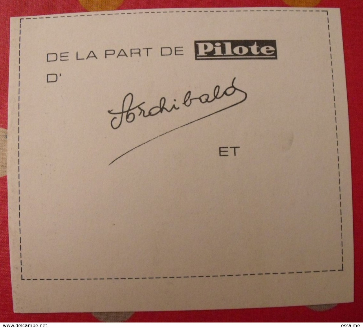 Archibald Par Jean Hache. Carte De Voeux 1967. Supplément Au N° 372 De Pilote. - Pilote