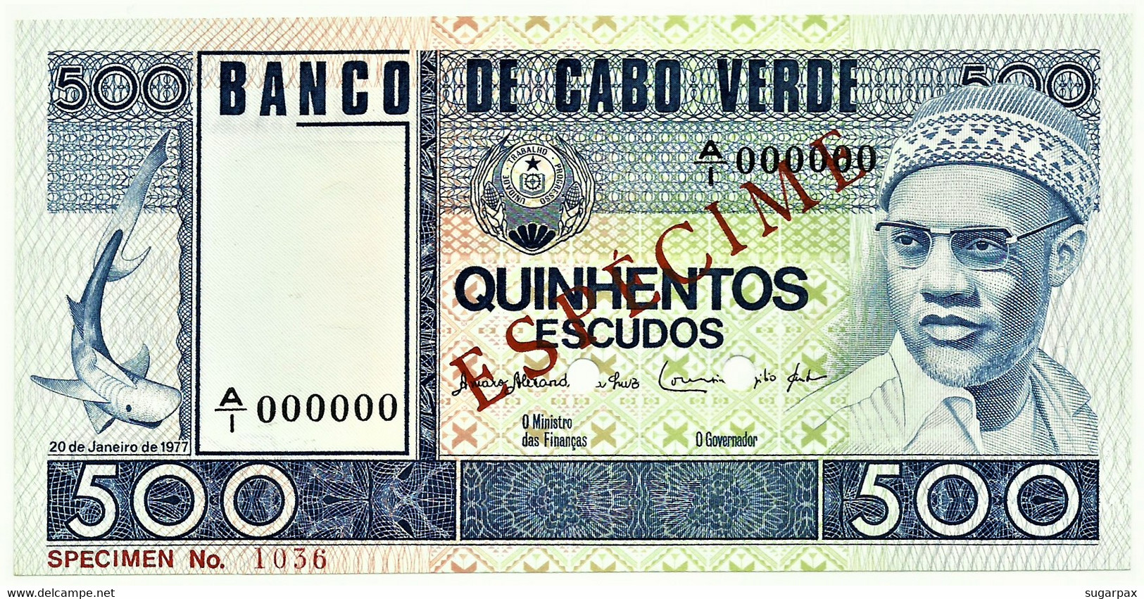 CAPE VERDE - 500 ESCUDOS - 20.01.1977 - Pick 55.s1 - Unc. - ESPÉCIME In RED - Cape Verde