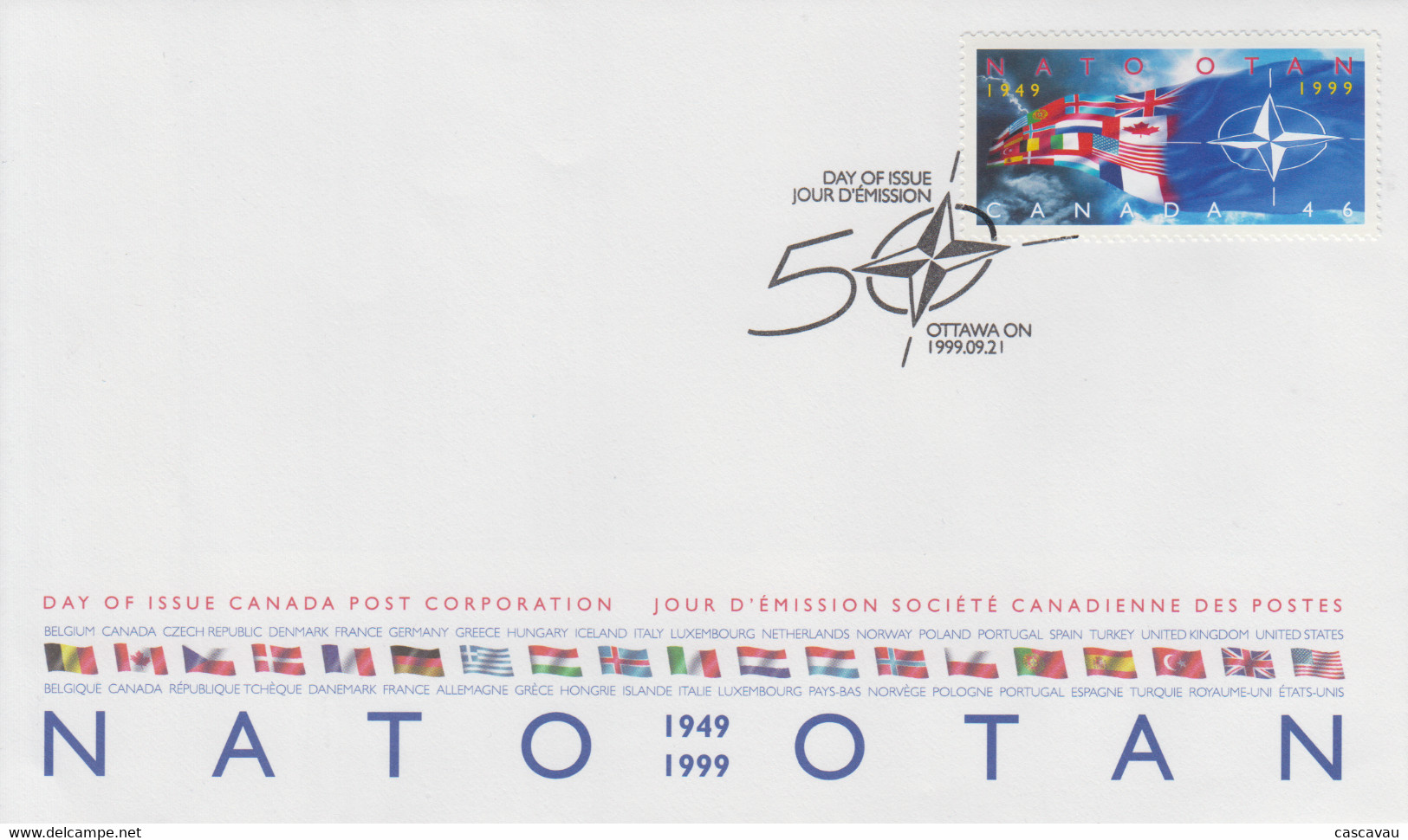 Enveloppe  FDC  1er  Jour   CANADA   50éme  Anniversaire  De   L' O.T.A.N    1999 - NATO
