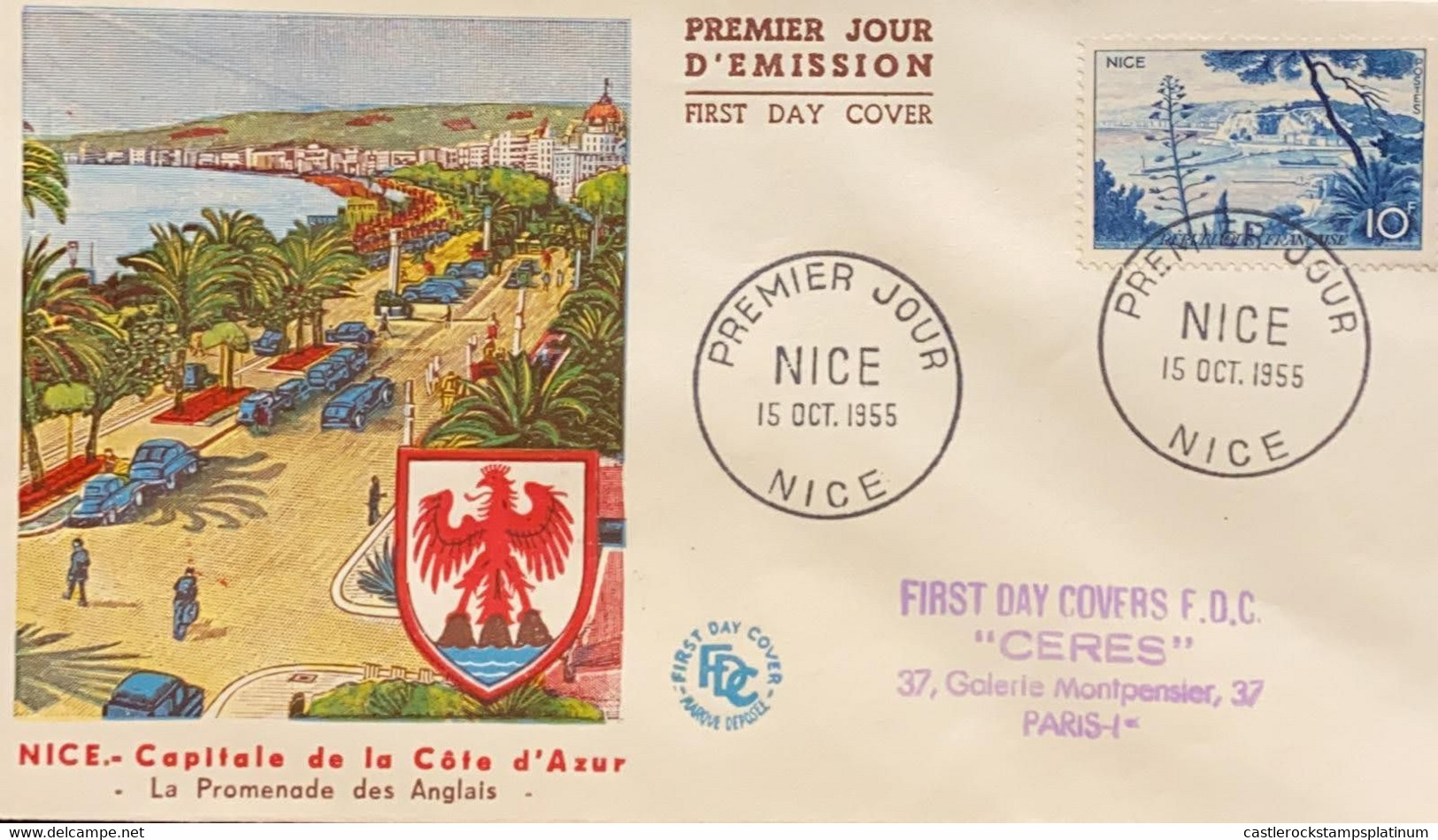 P) 1955 FRANCE, FDC, COVER OF NIZA, RETREAT PLACE FOR THE EUROPEAN ELITE OF THE 19TH CENTURY, LANDSCAPES STAMP, XF - Otros & Sin Clasificación