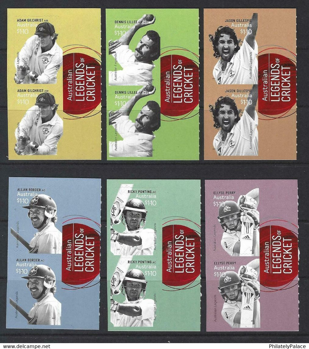 AUSTRALIA *** NEW 2021 LEGENDS OF CRICKET SET OF 6 SELF ADHESIVE MARGINAL UNMOUNTED MINT MNH (**) - Unused Stamps