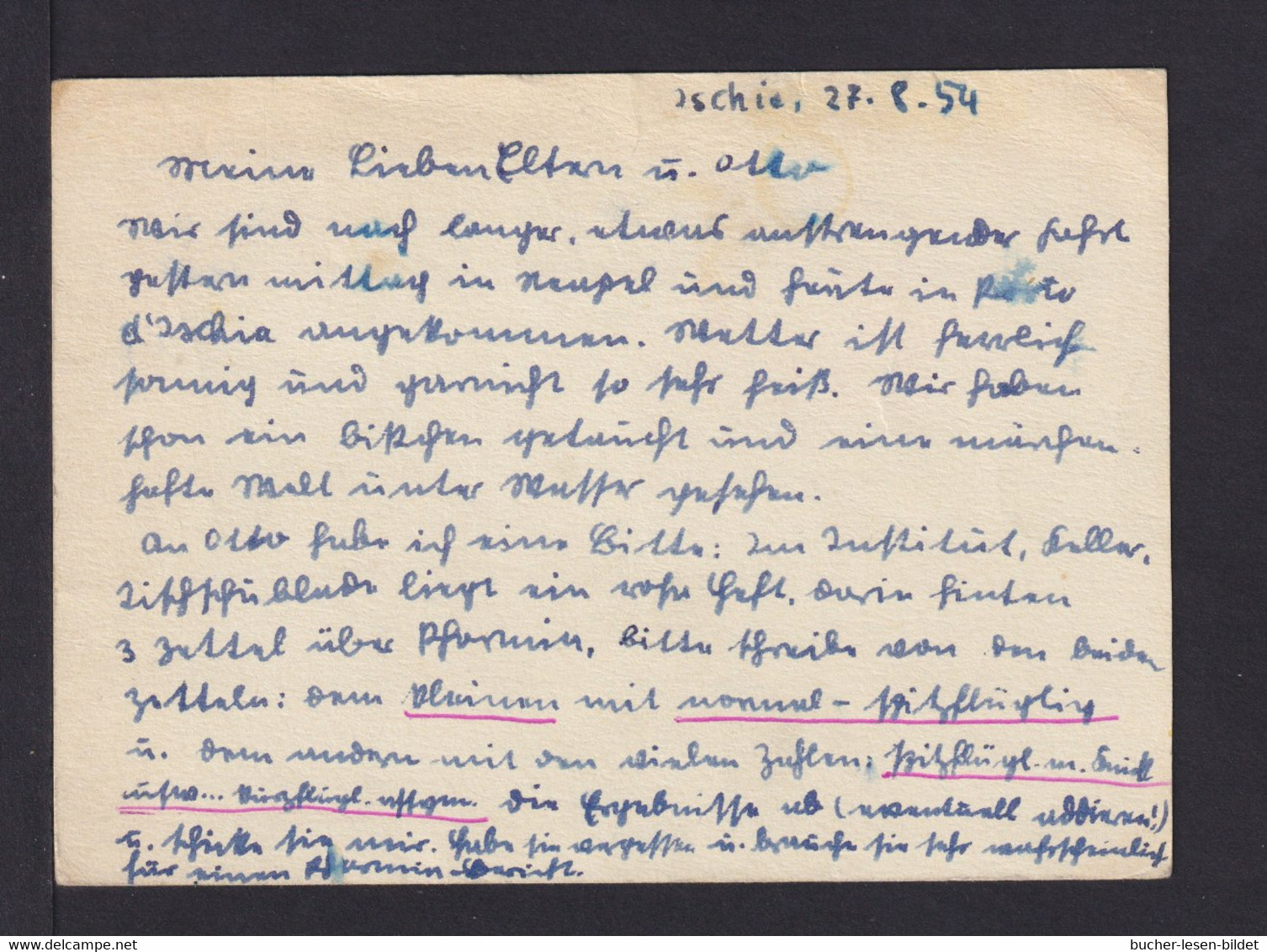 1954 - 35 L. Sonder-Ganzsache "Napoli Ausstellung" Gebraucht Ab Napoli Nach Deutschland - 1946-60: Used