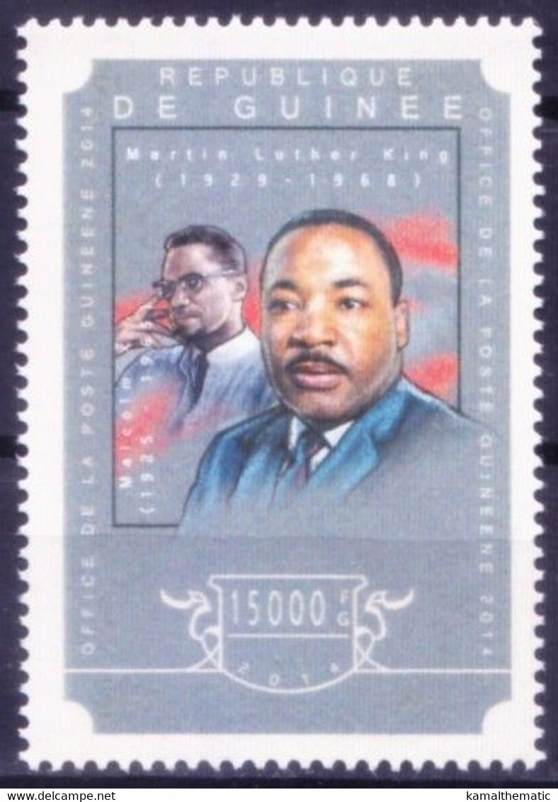Guinea 2014 MNH, Martin Luther King, Nobel Prize Peace, Malcolm X Human Rights Activist - Martin Luther King