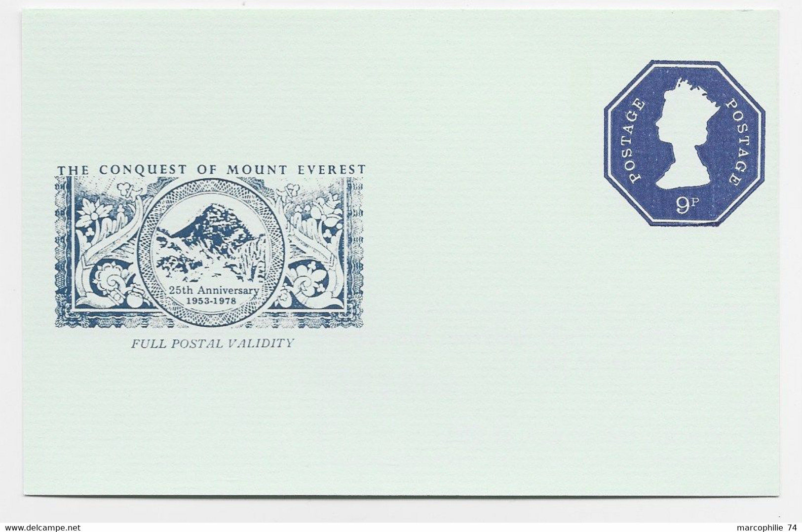 ENGLAND ENTIER POST CARD 9P THE CONQUEST MOUNT EVEREST EXPEDITION HIMALAYA 25TH ANNIVERSARY 1953 .1978 TIRAGE 500 - Escalada
