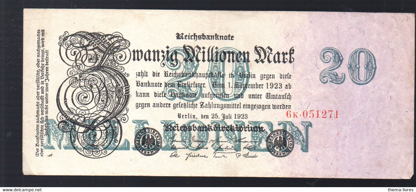 Billet Allemand De  20 Millionen Marks  1923  (PPP33176) - 20 Millionen Mark