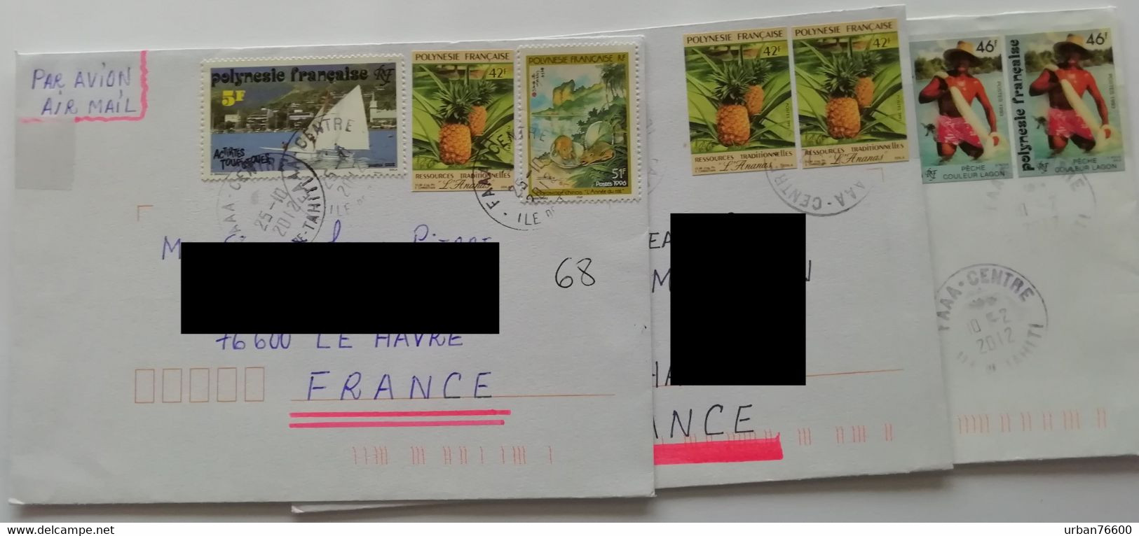 Lot De 3 Lettres De Polynésie - Brieven En Documenten