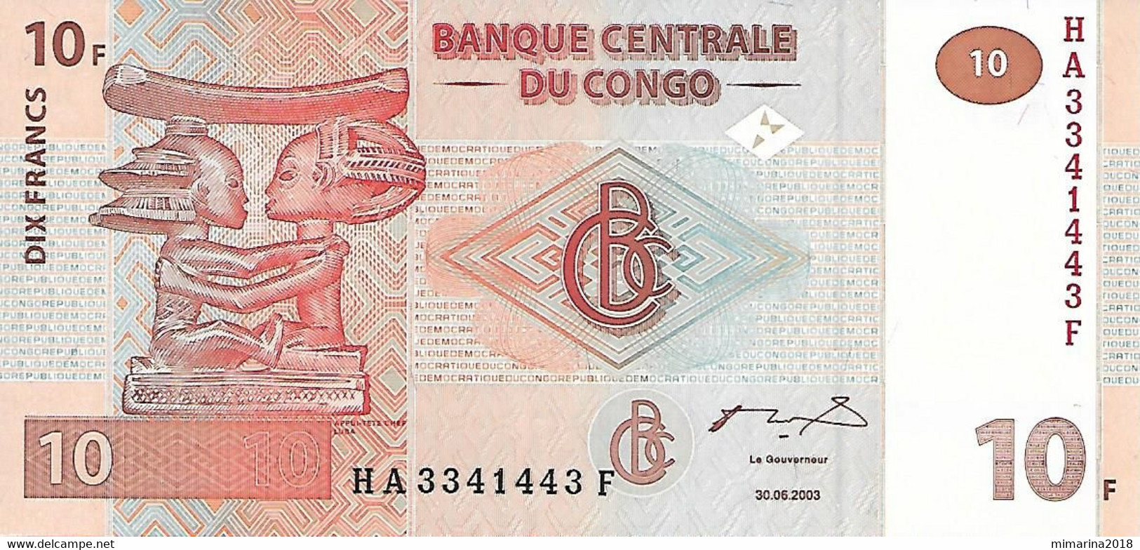 CONGO  UNC  2003  10 FRANCOS  P93 - República Democrática Del Congo & Zaire