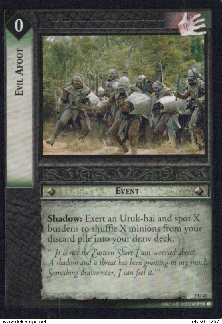 Vintage The Lord Of The Rings: #0 Evil Afoot - EN - 2001-2004 - Mint Condition - Trading Card Game - Il Signore Degli Anelli