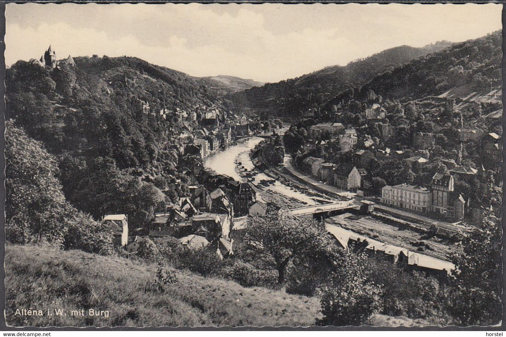 D-58762 Altena - Alte Ansicht - Burg - Lennebrücke  ( 60er Jahre) - Altena