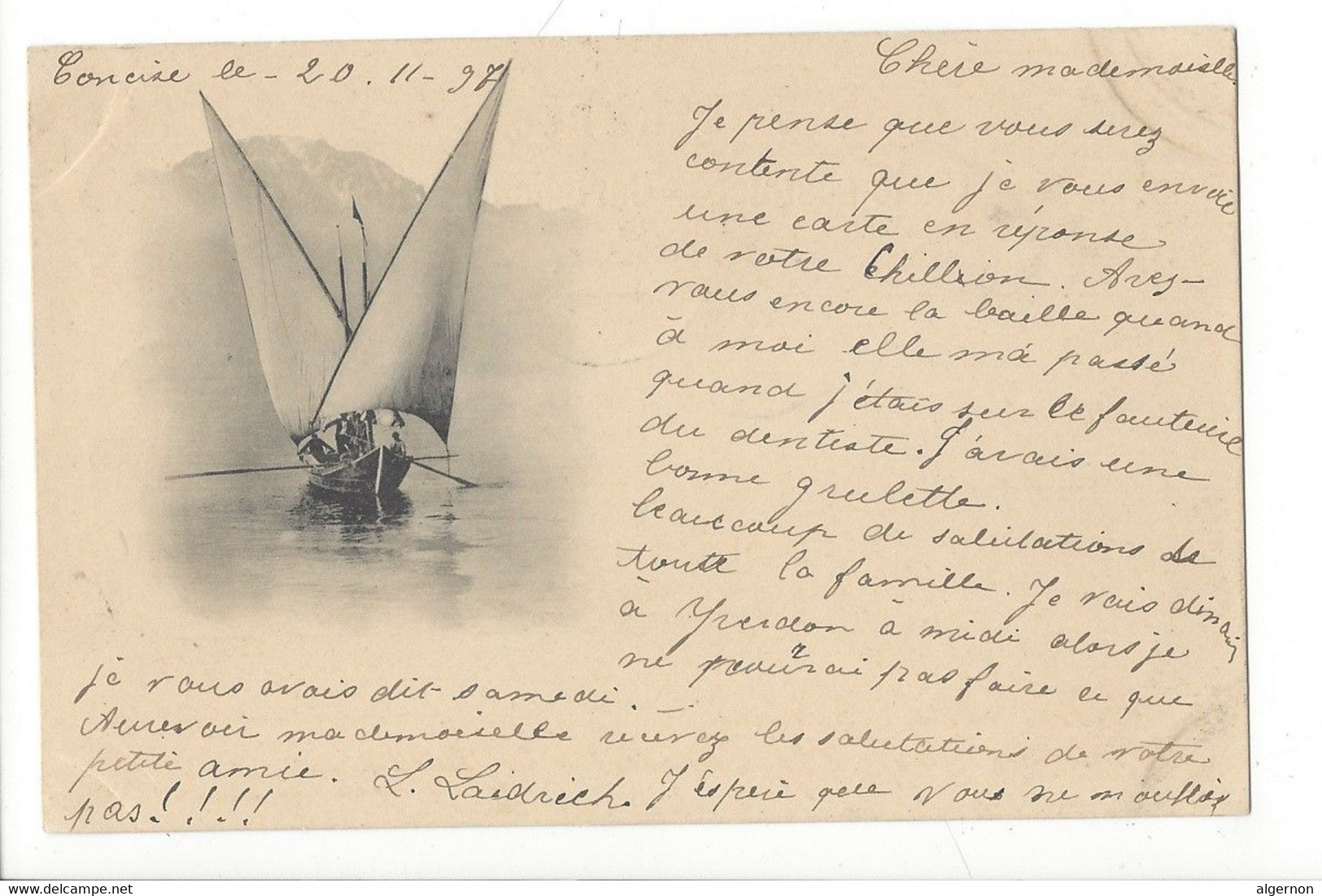 29280 -Barque Du Léman Circulée Concise 1897 - Concise