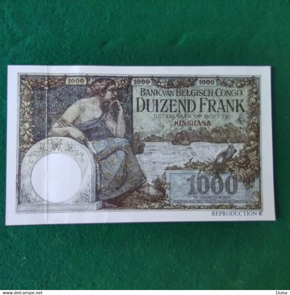 CONGO BELGA 1000 FRANCS 1920  COPY - Bank Van Belgisch Kongo