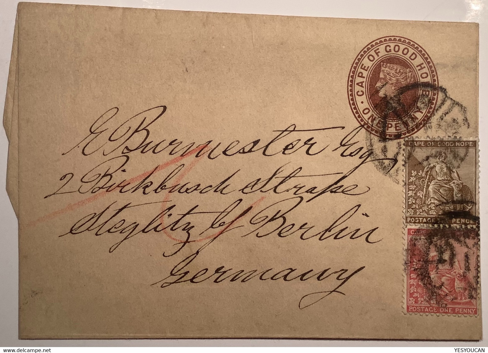 COGH 1884-90 Postal Stationery Wrapper QV 4d Franking ! To Steglitz Bei Berlin (South Africa Cape Of Good Hope Cover - Kap Der Guten Hoffnung (1853-1904)