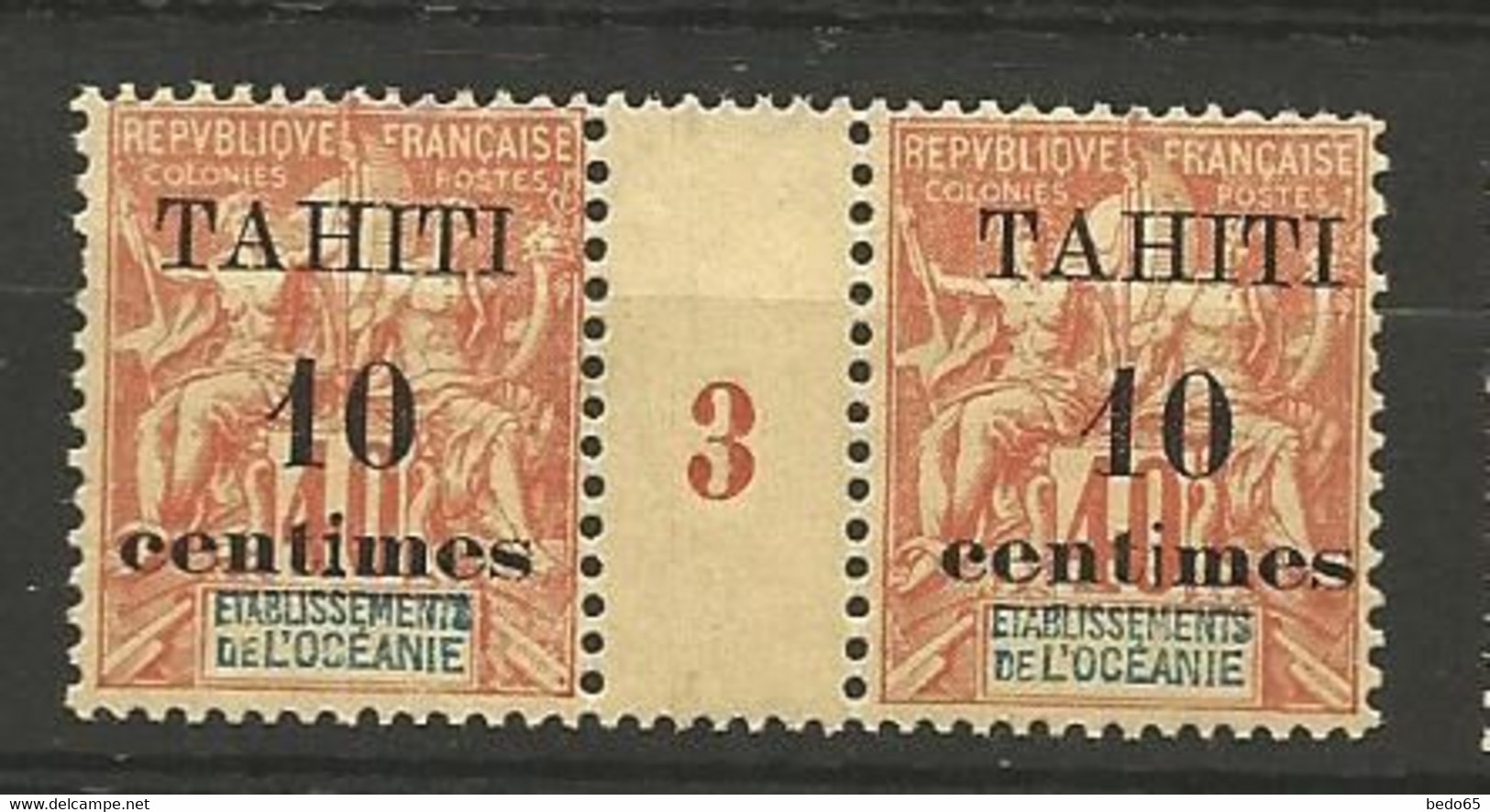 TAHITI N° 32 Millésime 3 Variétée I Squeléttique NEUF** LUXE SANS CHARNIERE / MNH - Neufs