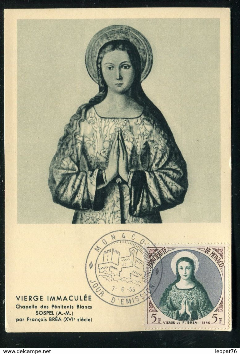 Monaco - Carte Maximum En 1955 - Vierge Immaculée - Ref N 146 - Maximum Cards