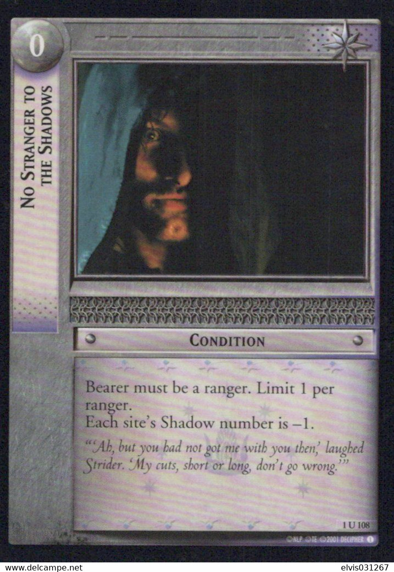 Vintage The Lord Of The Rings: #0 No Stranger To The Shadows - EN - 2001-2004 - Mint Condition - USA - Trading Card Game - El Señor De Los Anillos