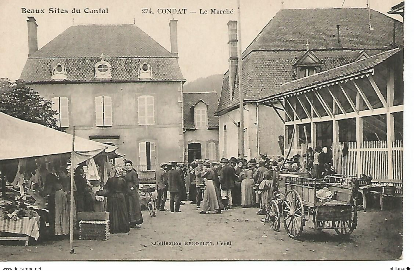 CONDAT - Le Marché Et La Grand Rue - Lot 2 Cpa - Condat