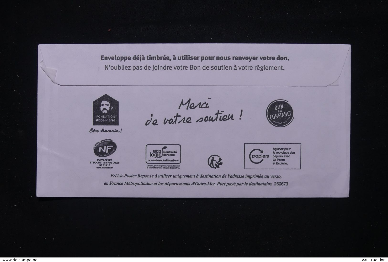 FRANCE - Prêt à Poster Réponse De La Fondation Abbé Pierre, Non Circulé - L 110411 - Listos A Ser Enviados: Respuesta