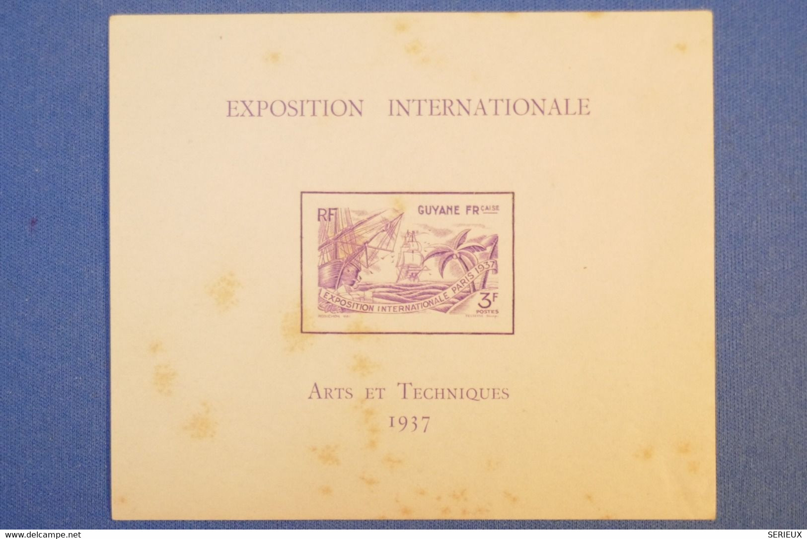 B50 GUYANNE FRANCAISE FEUILLET LUXE 1937 EXPOSITION INTERNATIONALE - Nuevos