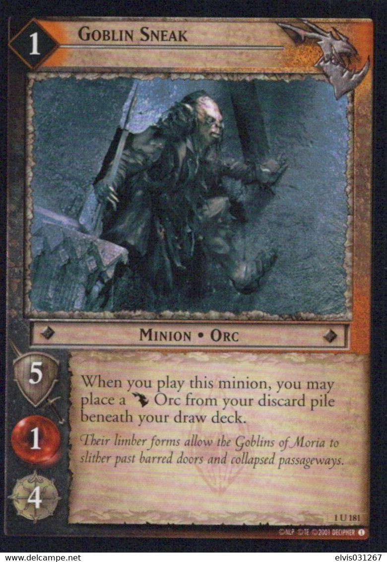 Vintage The Lord Of The Rings: #1 Goblin Sneak - EN - 2001-2004 - Mint Condition - Trading Card Game - Lord Of The Rings